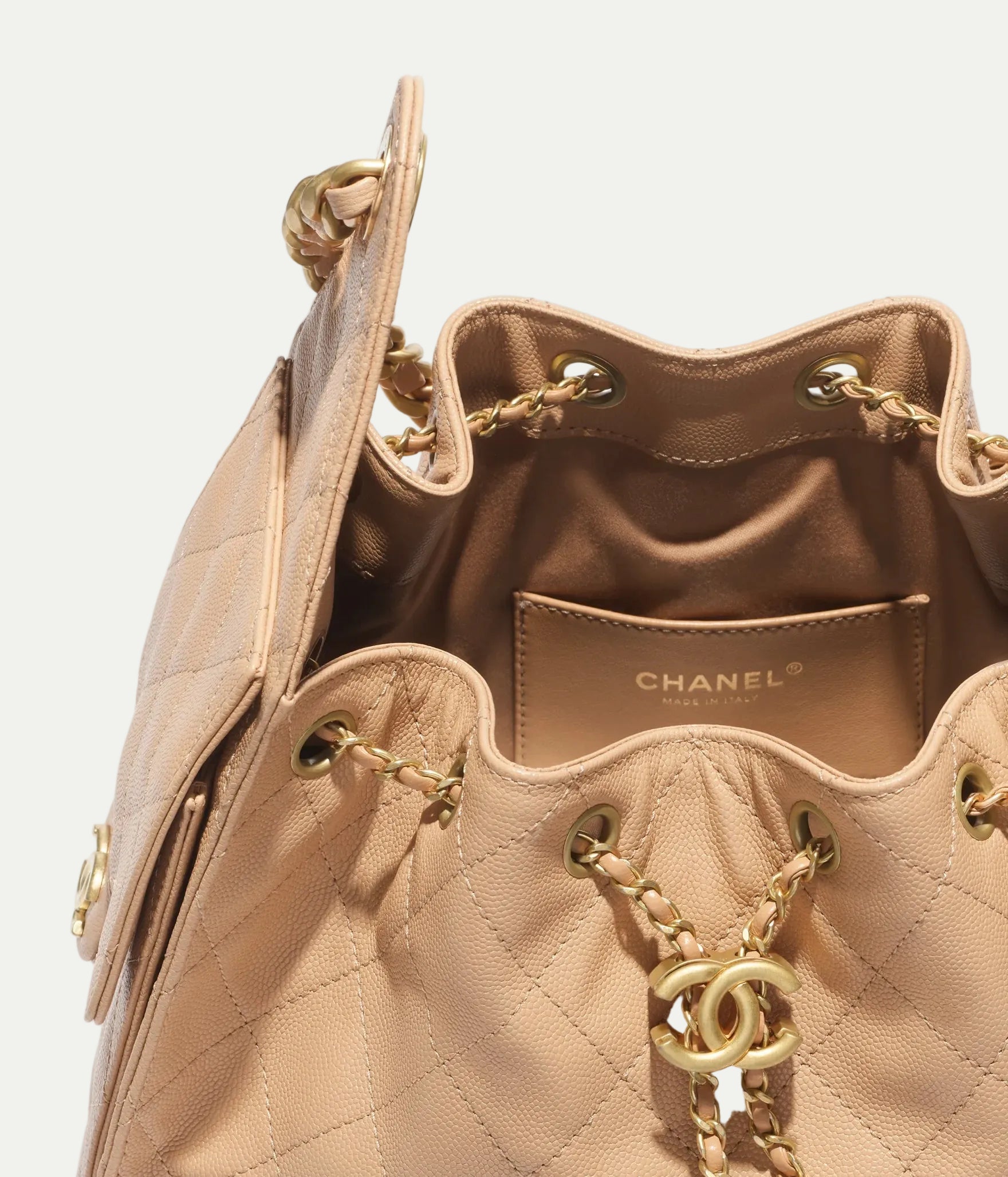 Chanel 25 Small Handbag Grained Calfskin & Gold-Tone Metal Beige