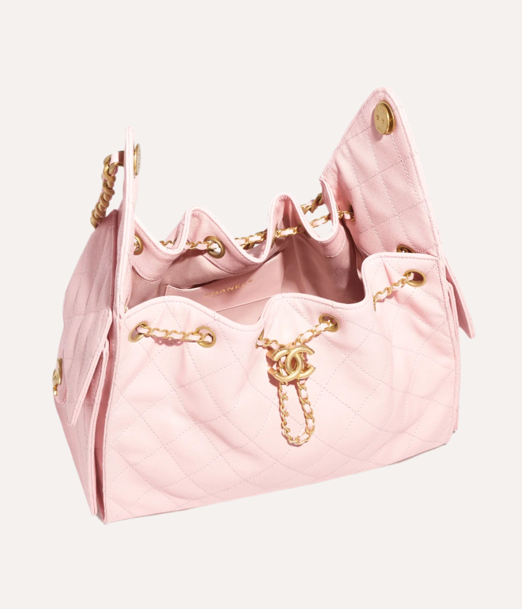 Chanel 25 Small Handbag Grained Calfskin & Gold-Tone Metal Light Pink