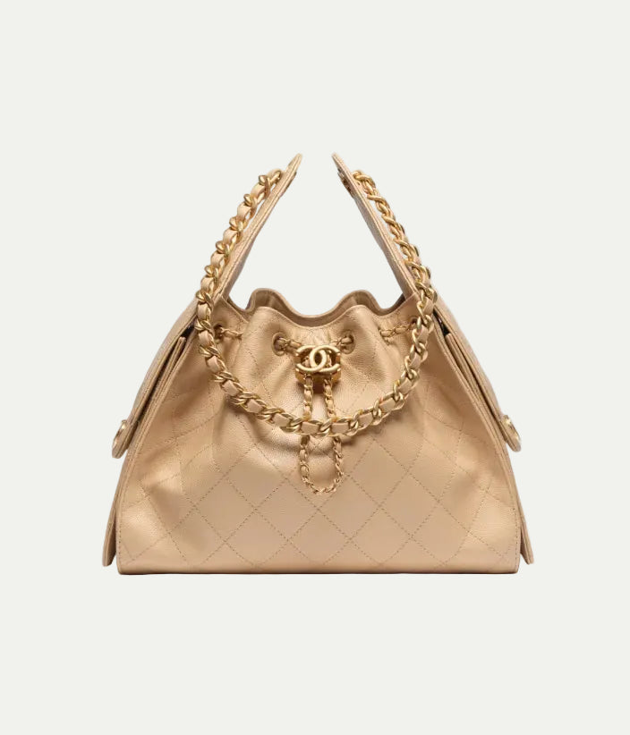 Chanel 25 Small Handbag Grained Calfskin & Gold-Tone Metal Beige