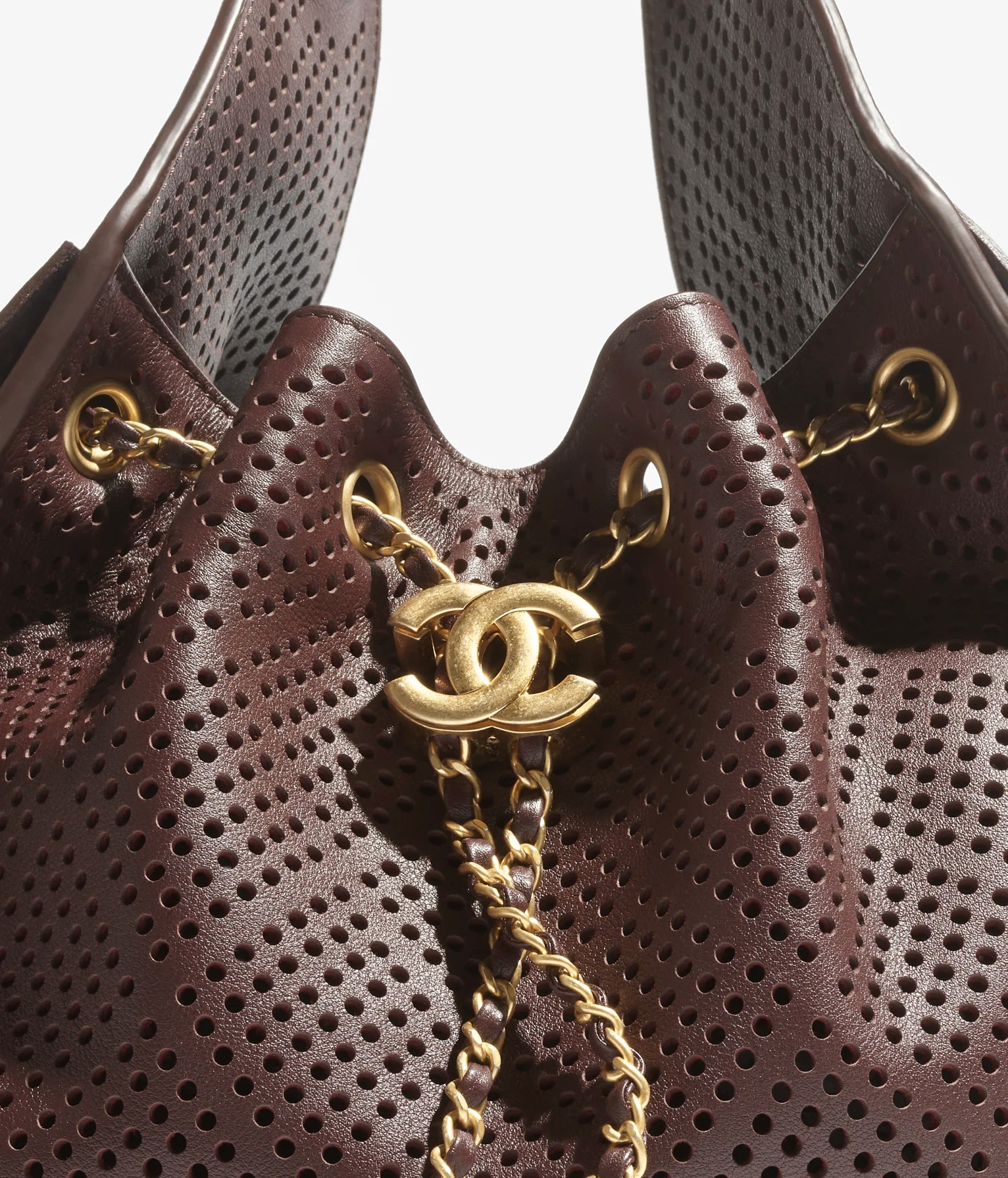 Chanel 25 Small Handbag Perforated Calfskin & Gold-Tone Metal Dark Brown