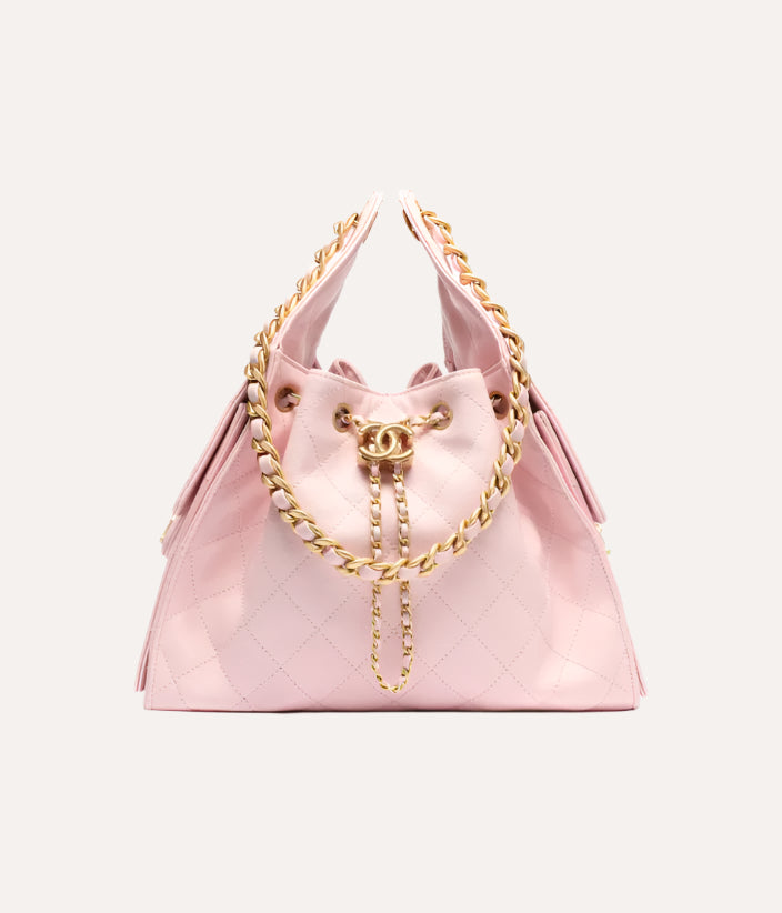Chanel 25 Small Handbag Grained Calfskin & Gold-Tone Metal Light Pink
