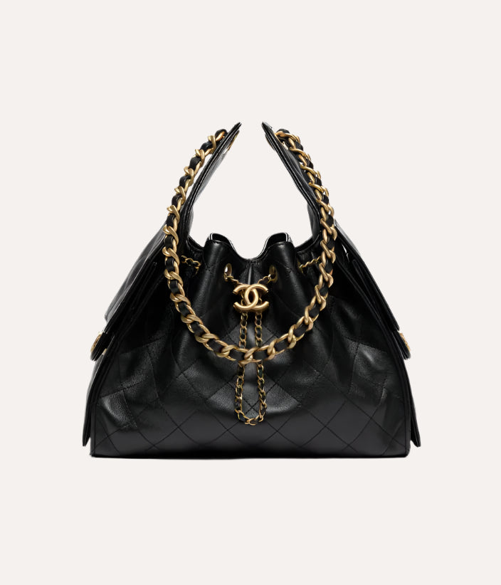 Chanel 25 Small Handbag Grained Calfskin & Gold-Tone Metal Black