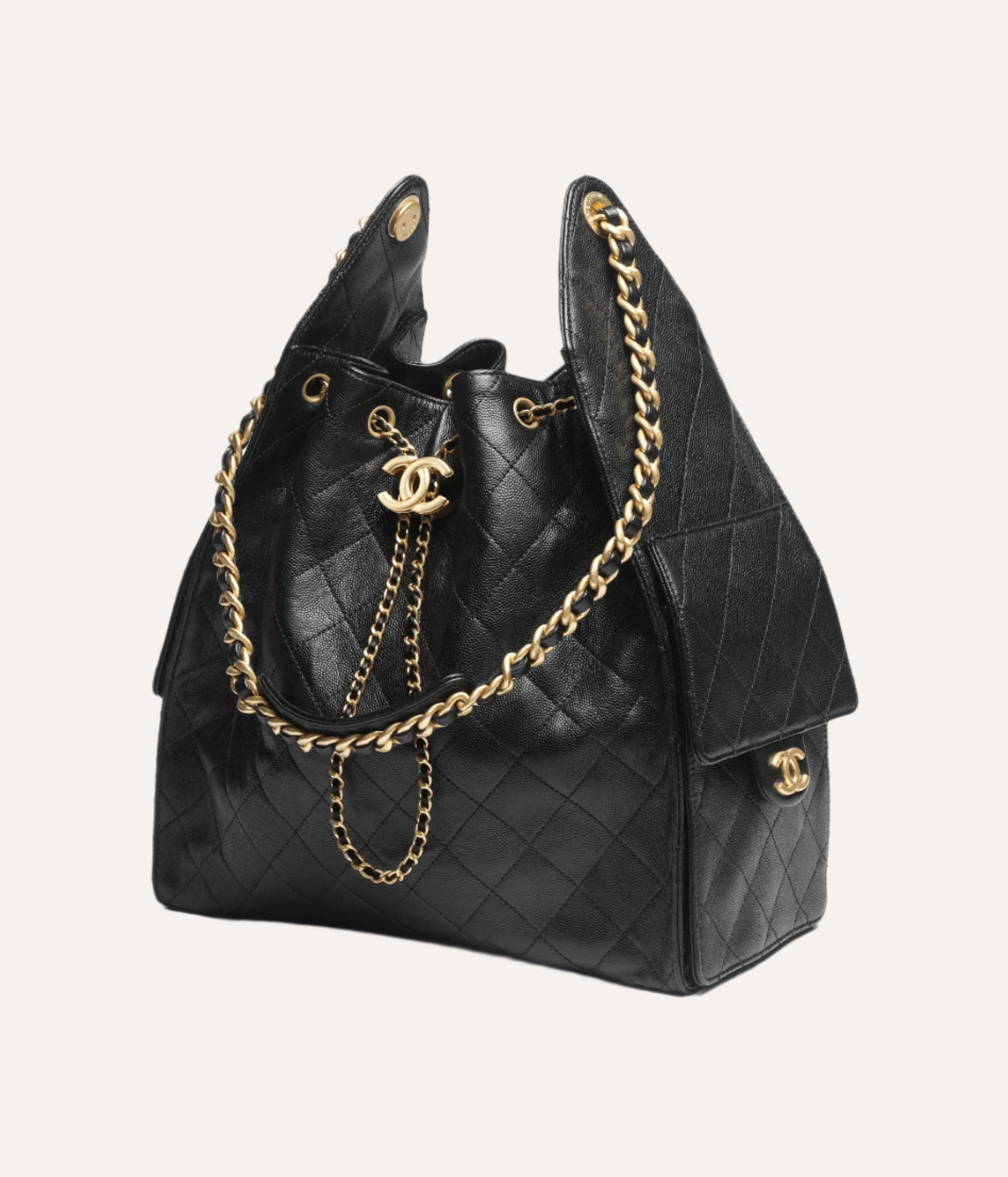 Chanel 25 Medium Handbag Grained Calfskin & Gold Tone Metal Black