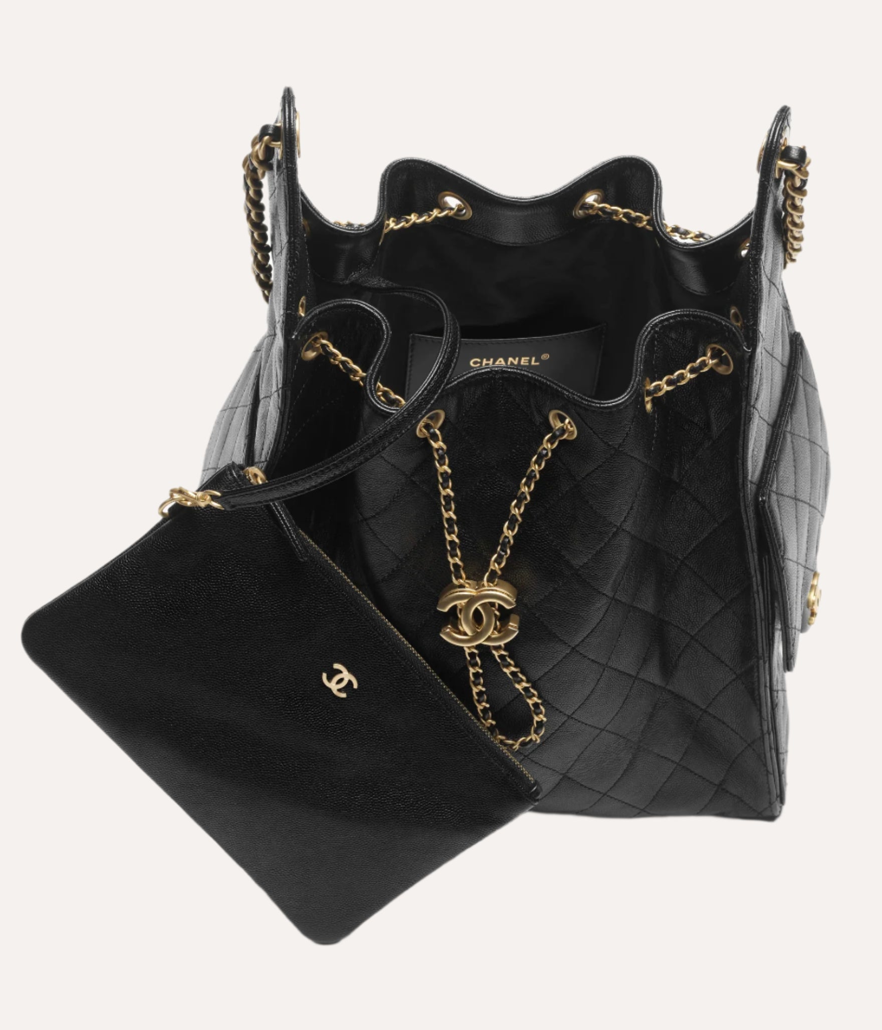 Chanel 25 Medium Handbag Grained Calfskin & Gold Tone Metal Black