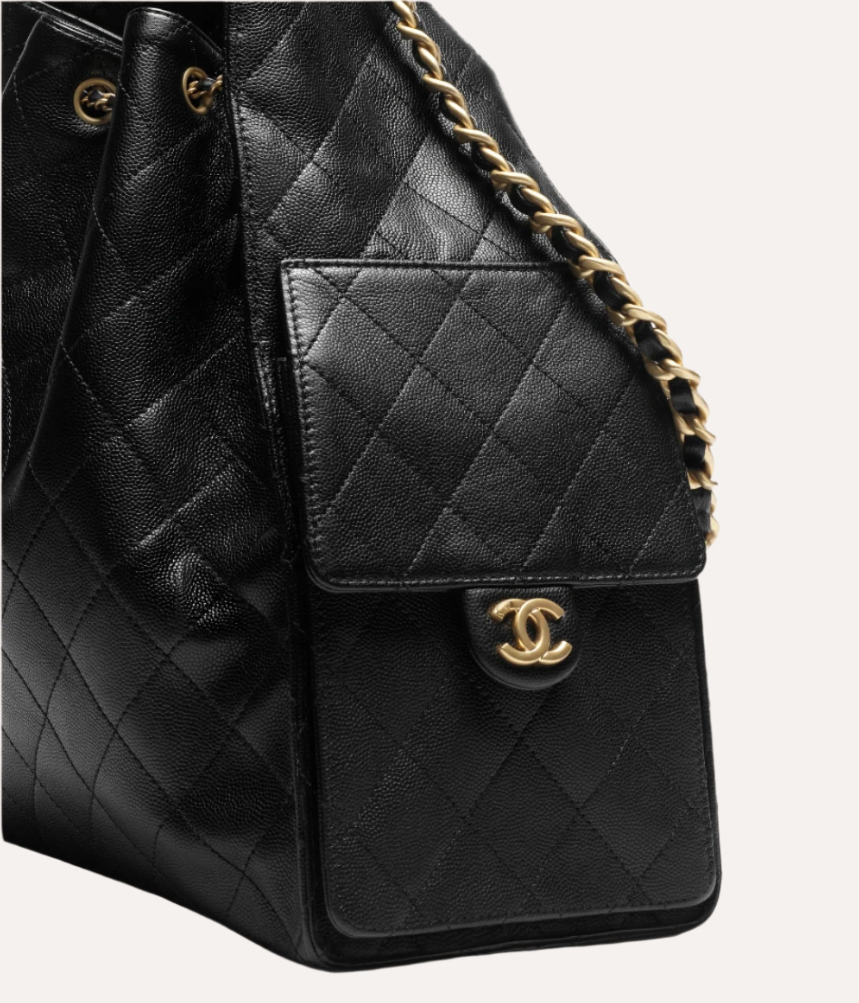 Chanel 25 Medium Handbag Grained Calfskin & Gold Tone Metal Black