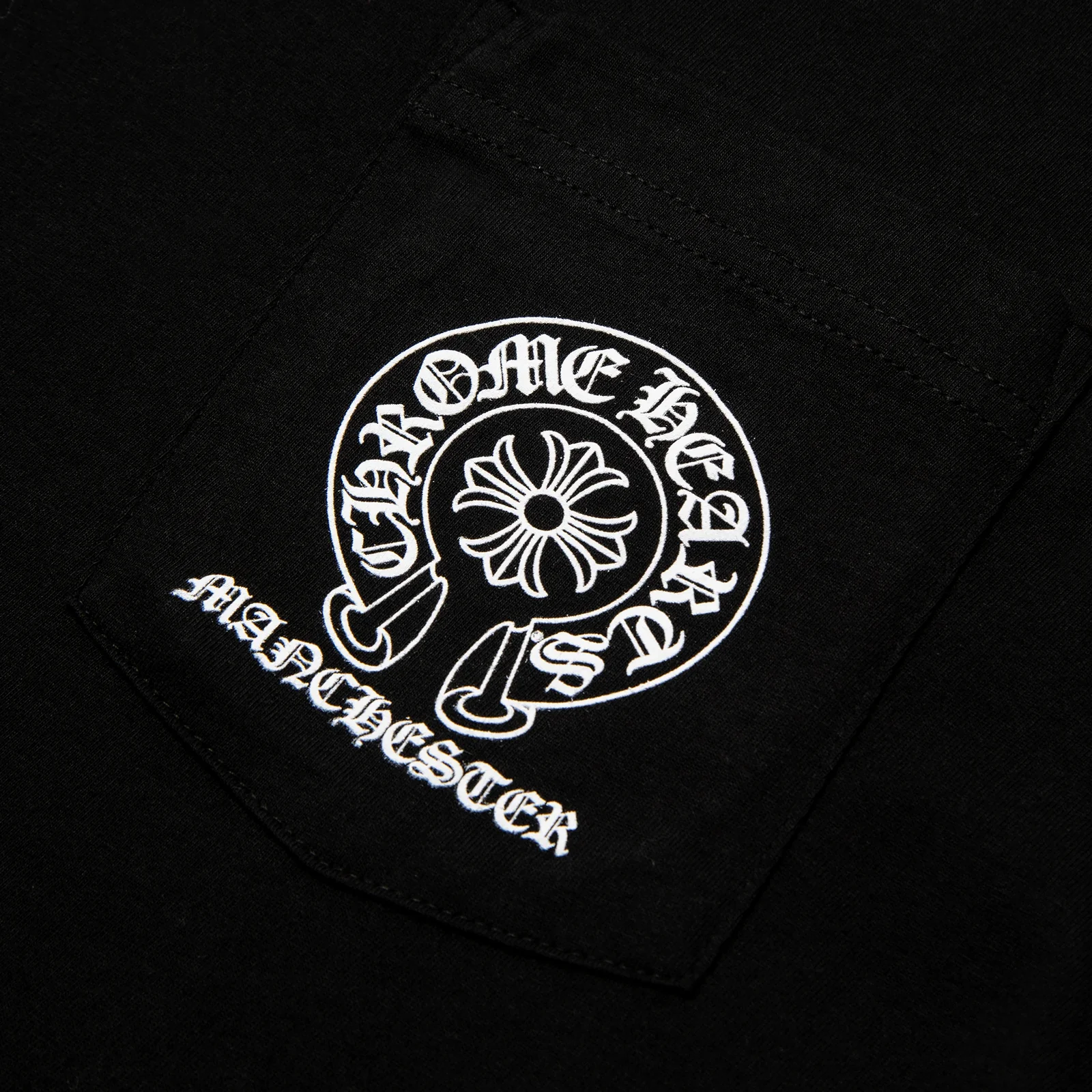 Chrome Hearts Manchester Exclusive Horse Shoe Pocket Logo Black T Shirt